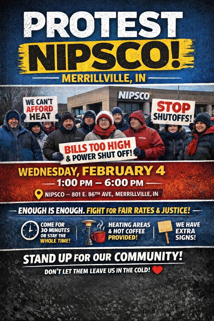 NIPSCO Utility Bill Increase Protest Merrillville Indiana